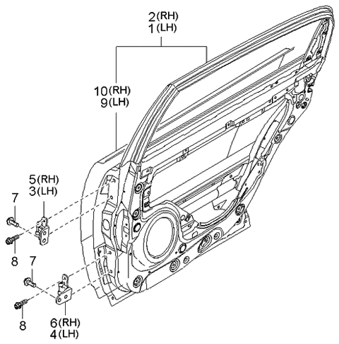 2006 Kia Amanti Old Body Style Panel-Rear Door Diagram