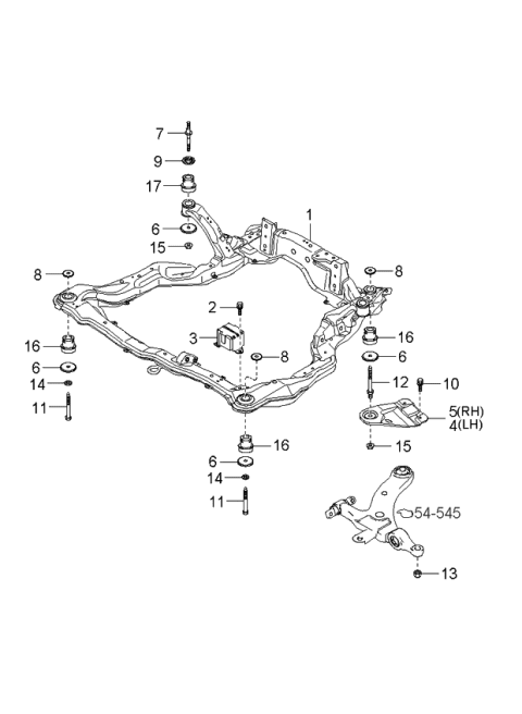 2006 Kia Amanti Crossmember Complete Diagram for 624053F010