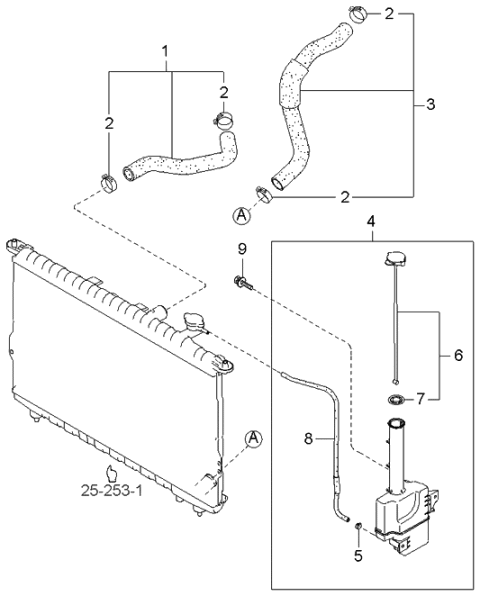 2005 Kia Amanti Hose-Radiator, Upper Diagram for 2541439500