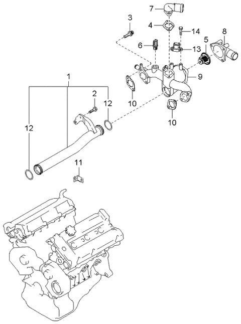 2005 Kia Amanti Coolant Hose & Pipe Diagram