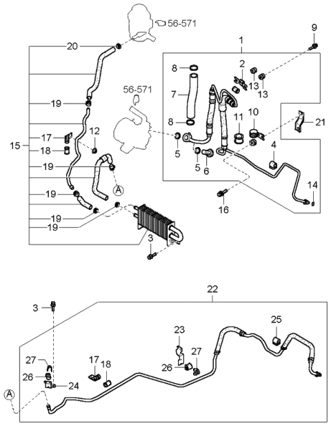 2005 Kia Amanti Hose Assembly-Power Steering Oil Pressure Diagram for 575103F001