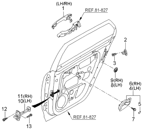 2006 Kia Rondo Locking System-Rear Door Diagram