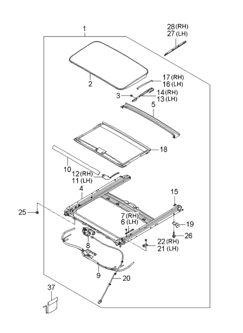 2006 Kia Rondo Sunroof Diagram 1