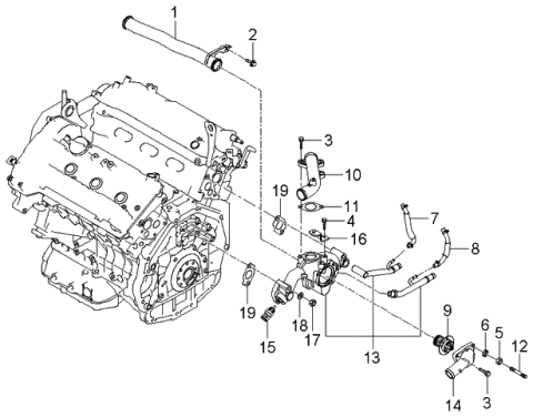 2006 Kia Rondo Radiator Hose & Reservoir Tank Diagram 2