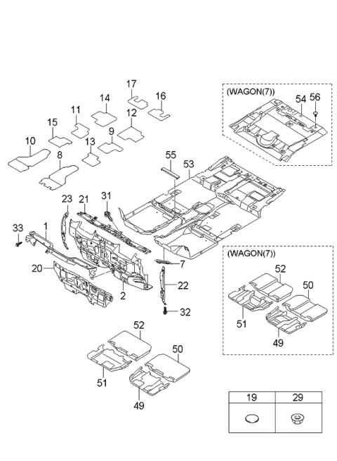 2006 Kia Rondo Carpet Assembly-Floor Diagram for 842601D000WK