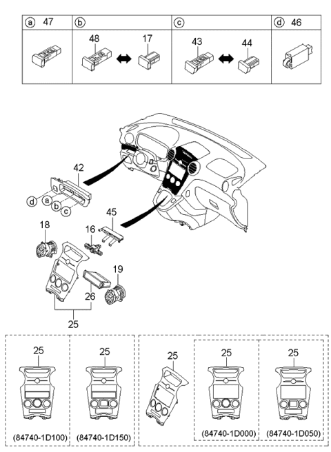 2006 Kia Rondo Panel-Center Facia Diagram for 847401D1503W