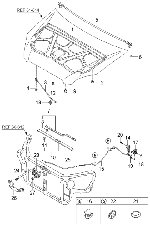 2006 Kia Rondo Locking System-Hood Diagram