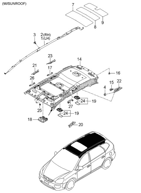 2006 Kia Rondo Headlining Diagram 2