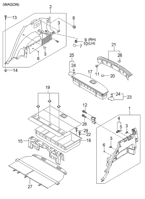 2006 Kia Rondo Trim Assembly-Luggage Diagram for 857401D251S8