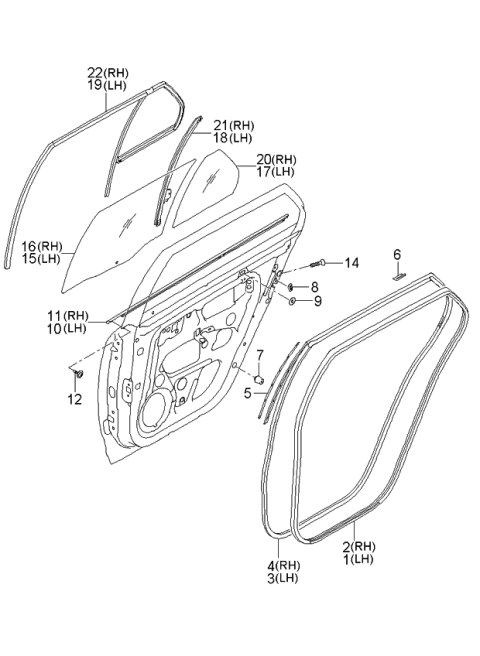 2006 Kia Rondo Rear Door Panel & Moulding Diagram 2