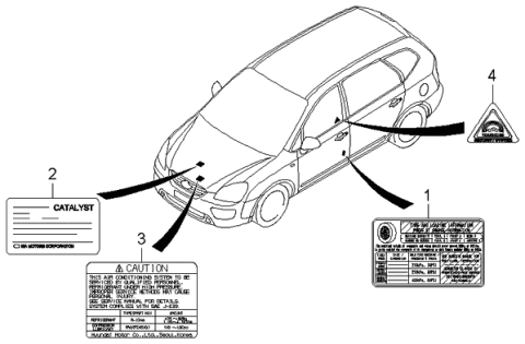 2006 Kia Rondo Label-Tire Pressure Diagram for 052031D500
