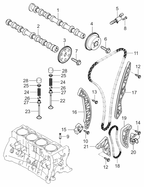 2006 Kia Rondo Produced Before OCT.2006 Valve System Diagram 1