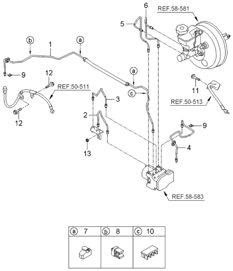 2006 Kia Rondo Produced Before OCT.2006 Brake Fluid Line Diagram 1