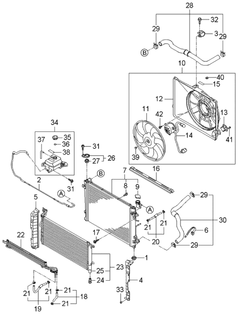 2006 Kia Rondo Motor-Radiator Cooling Diagram for 253861D300