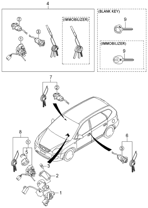 2006 Kia Rondo Key Set Diagram for 819051D011