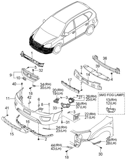 2006 Kia Rondo STIFFENER Assembly-Front Bumper Diagram for 865911D000