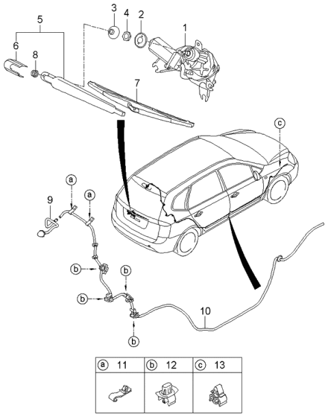 2006 Kia Rondo Windshield Wiper-Rear Diagram