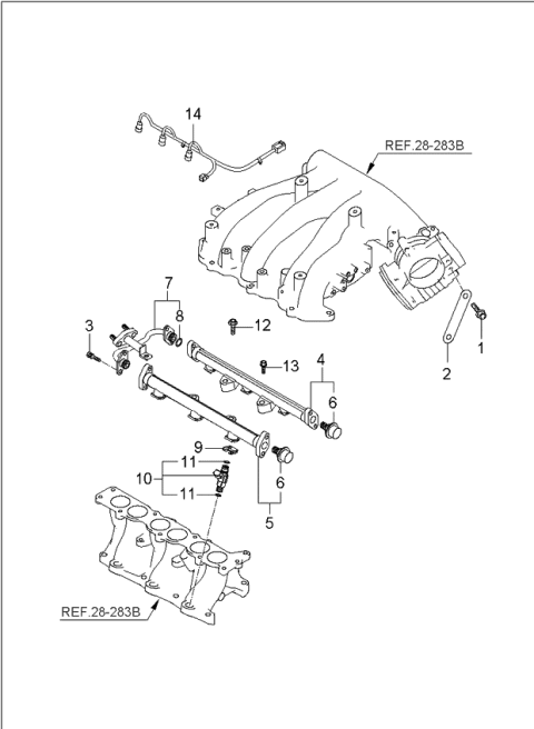 2006 Kia Rondo Throttle Body & Injector Diagram 2
