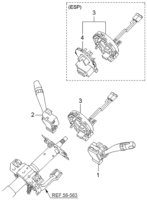 2006 Kia Rondo Switch Assembly-WIPER Diagram for 934201D200