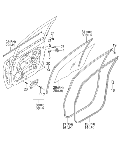 2006 Kia Rondo WEATHERSTRIP Assembly-Front Door Belt Diagram for 822101D000