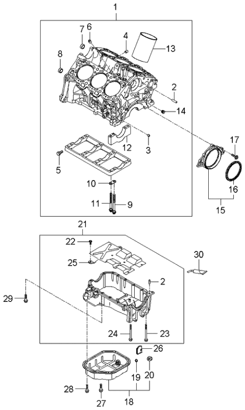 2006 Kia Rondo Bolt-Bearing Cap Diagram for 2111437100