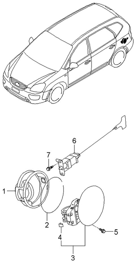 2006 Kia Rondo Trims-Fuel Filler Door Diagram