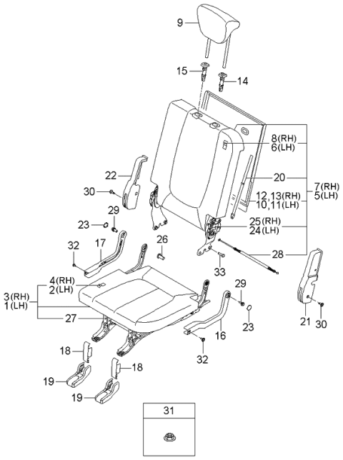 2006 Kia Rondo Rear 3RD Seat Diagram