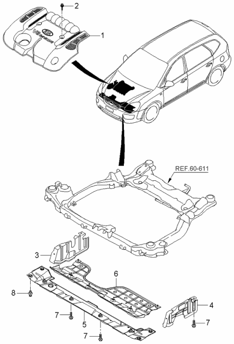 2006 Kia Rondo Mud Guard & Engine Cover Diagram 2