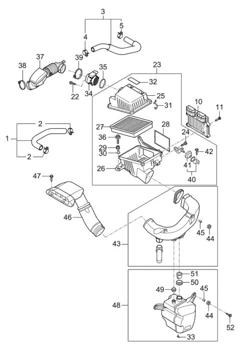 2006 Kia Rondo Air Cleaner Assembly Diagram for 281101D100
