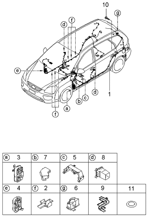 2006 Kia Rondo Wiring Harness-Floor Diagram