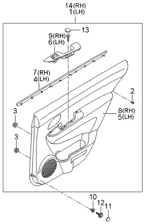 2006 Kia Rondo Finishing-Rear Door Diagram