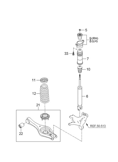 2006 Kia Rondo Rear Spring & Shock Absorber Diagram 1