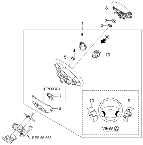 2006 Kia Rondo Steering Wheel Assembly Diagram for 561101D315WK