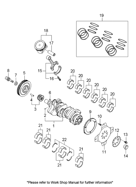 2006 Kia Rondo Piston, Crankshaft & Flywheel Diagram 2