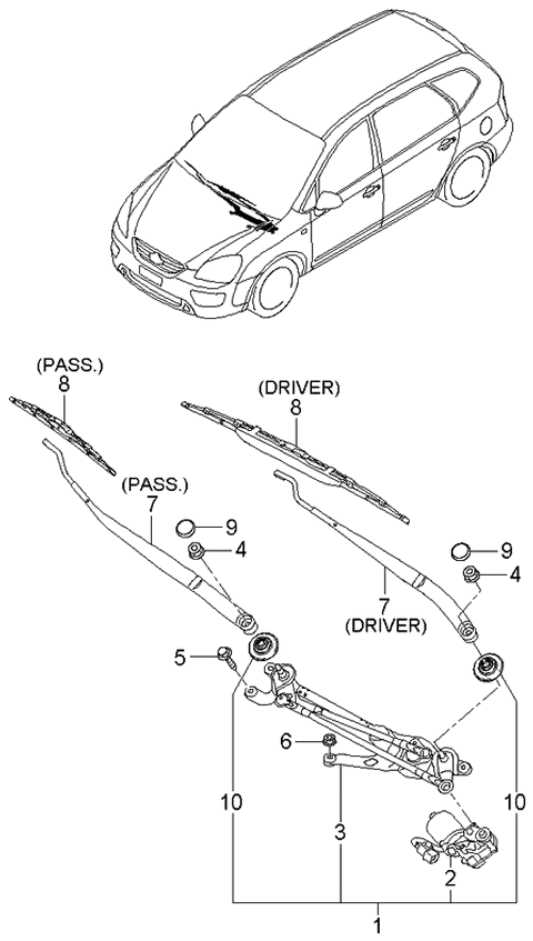 2006 Kia Rondo Windshield Wiper Diagram