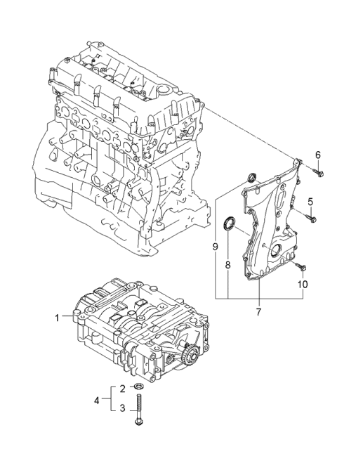 2006 Kia Rondo Timing Cover & Oil Pump Diagram 1