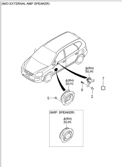 2006 Kia Rondo Front Door Speaker Assembly, Right Diagram for 963301D800