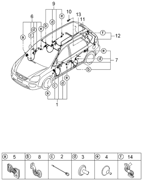 2006 Kia Rondo Wiring Assembly-Front Door,Door Diagram for 916001D080