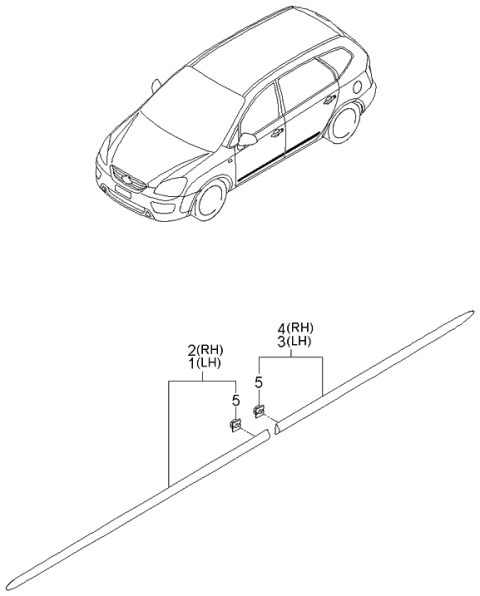 2006 Kia Rondo Moulding-Waist Line Diagram