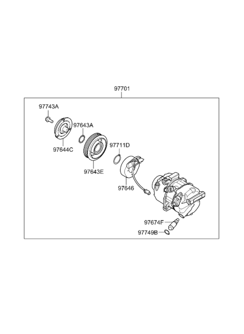 2023 Kia Carnival PULLEY Assembly-A/CON Co Diagram for 97643R0100