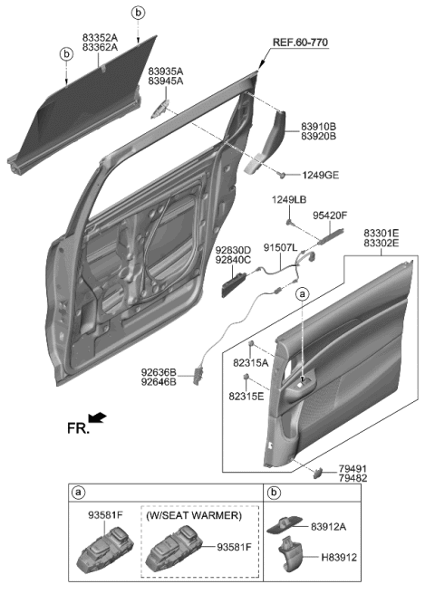 2023 Kia Carnival Rear Door Trim Diagram