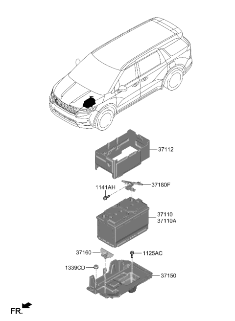 2023 Kia Carnival Tray Assembly-Battery Diagram for 37150R0000