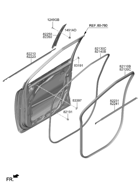 2023 Kia Carnival W/STRIP-Dr Body Side Diagram for 82120R0000