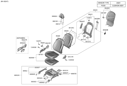 2023 Kia Carnival Covering Assy-Fr Bac Diagram for 88460R0150KQ5