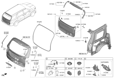 2024 Kia Carnival Tail Gate Trim Diagram