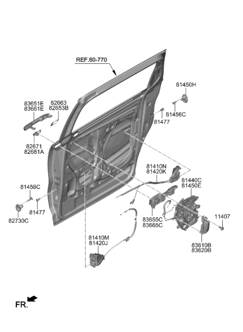 2022 Kia Carnival Latch Assembly-Rr Dr Rr Diagram for 81420R0010