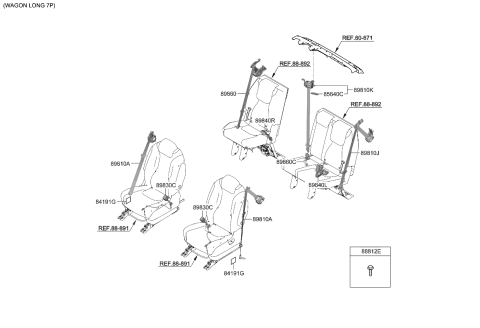 2022 Kia Carnival Rear Seat Belt Diagram 1