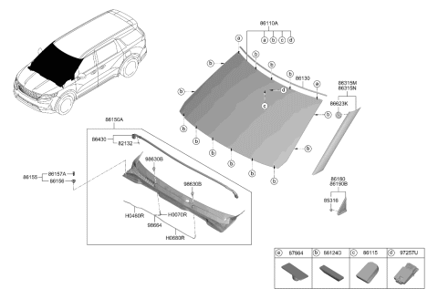 2022 Kia Carnival Windshield Glass Diagram