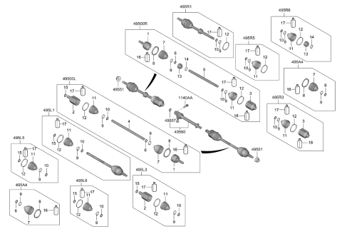 2024 Kia Carnival Shaft Assembly-Drive,RH Diagram for 49501R0300