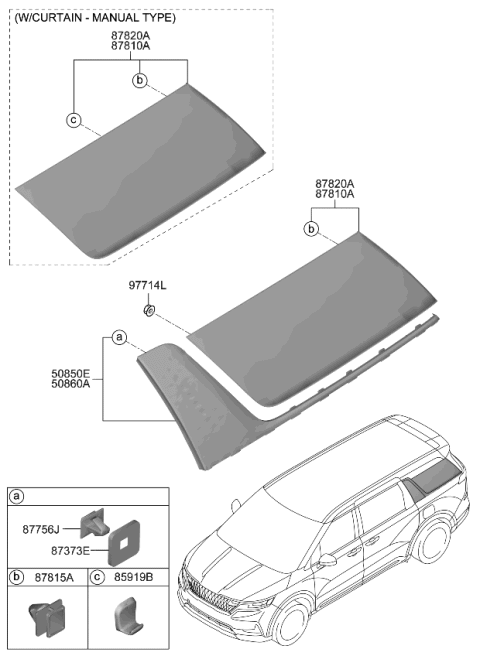 2022 Kia Carnival Glass & MOULDING Ass Diagram for 87820R0520